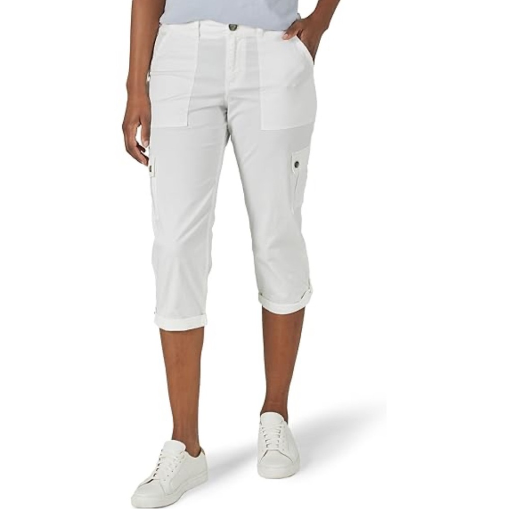 Chico's White Capris with Belt Loops and Minimalist Design - Picture 1 of 8